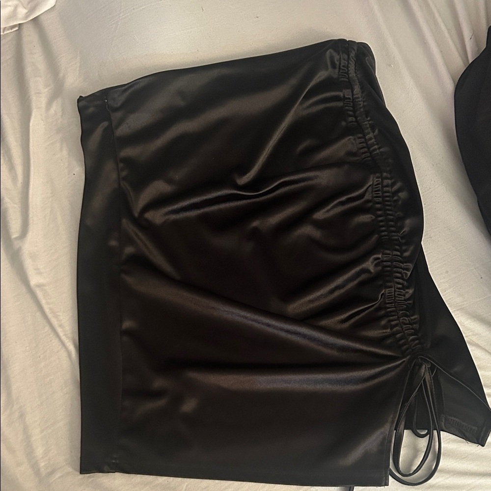 Black Satin Mini Skirt